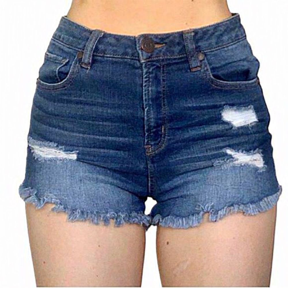 Nwot Refuge Ripped Womens Blue Denim Shorts size 0 distress jean button fly teen